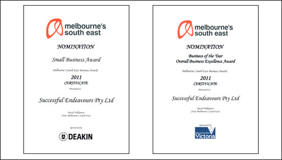 Successful Endeavours nominated for two Melbourne's South East Business Awards