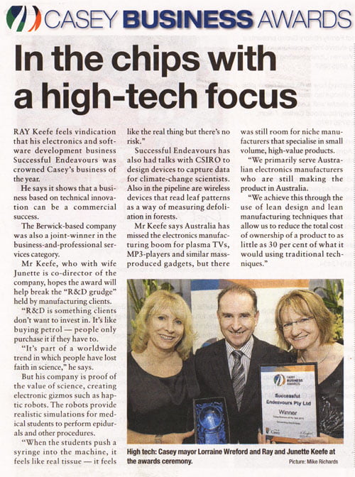 Casey Weekly Berwick - In the chips with a high-tech focus Successful Endeavours - Casey Business of the Year 2010